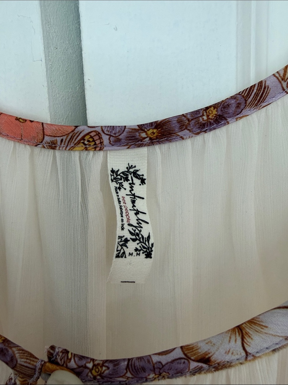 Free People Cream Sheer Dress with Floral Trim - Picture 2 of 3